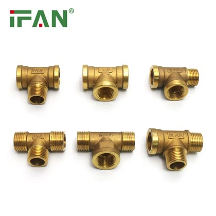 Raccordo in ottone PEX da 1/2"-2" di colore giallo